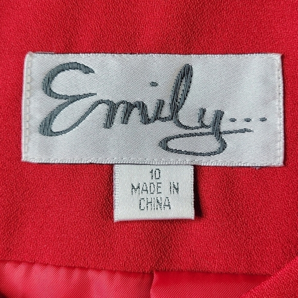 Emily Blazer Size 10 Beaded Embroidered Satin Button Loops Lined Christmas Red - Picture 8 of 14